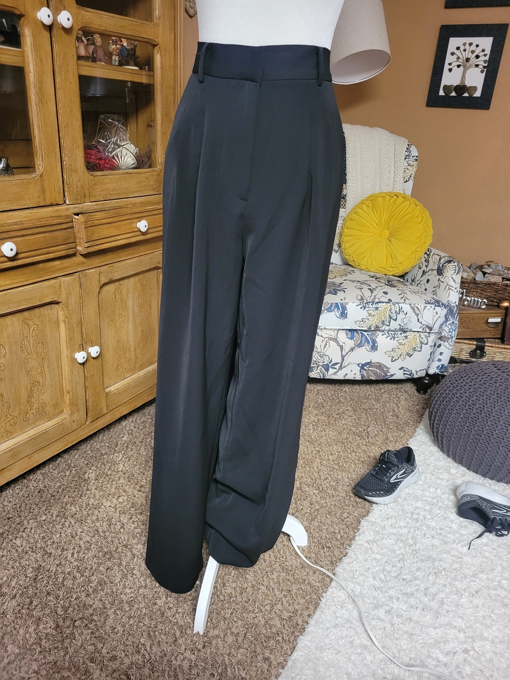French Connection Black Wide-Leg High-Rise Trousers